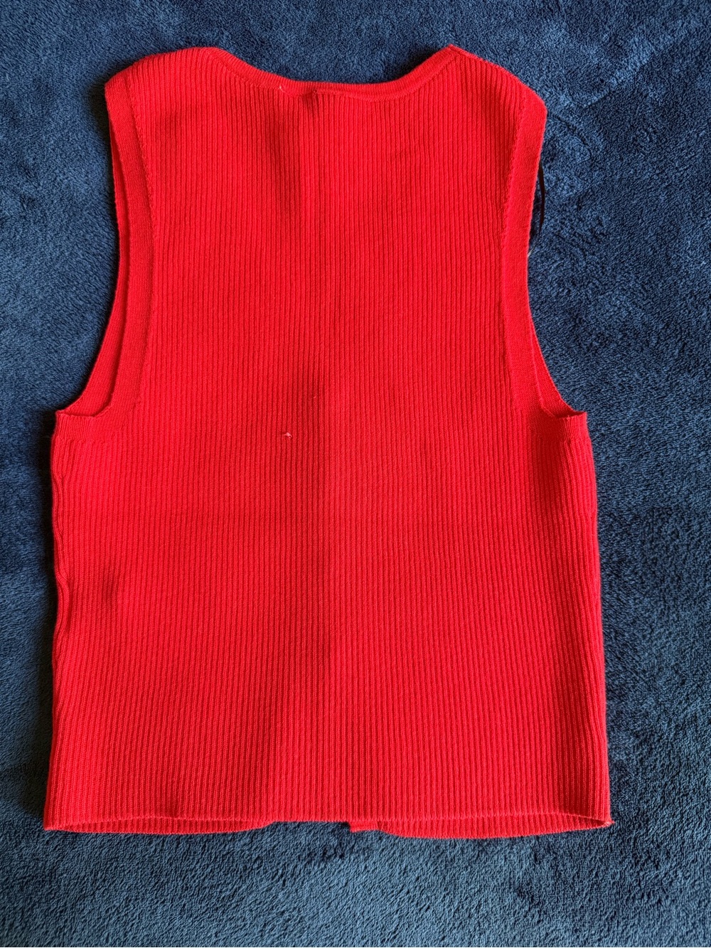Divided Red Sleeveless Ribbed Button-Front Vest - Picture 3 of 4